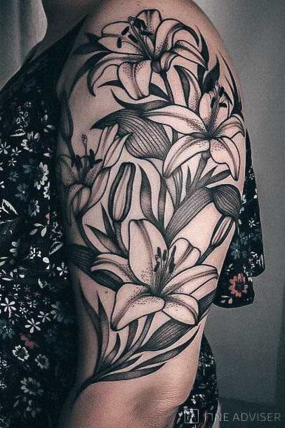 Coolest Womens Lily Tattoos Half Sleeve