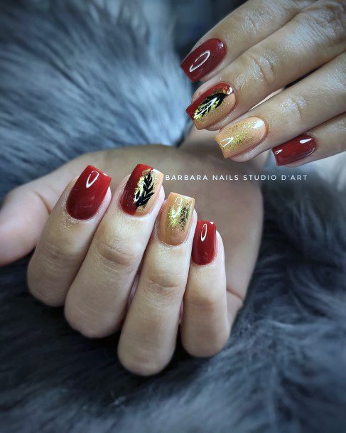 Coolest Womens Maroon And Black Nails