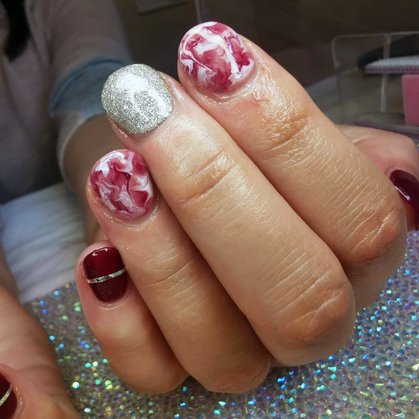 Coolest Womens Maroon And Pink Nails