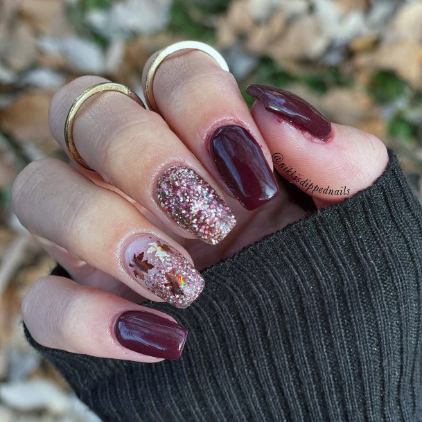 Coolest Womens Maroon Glitter Nails