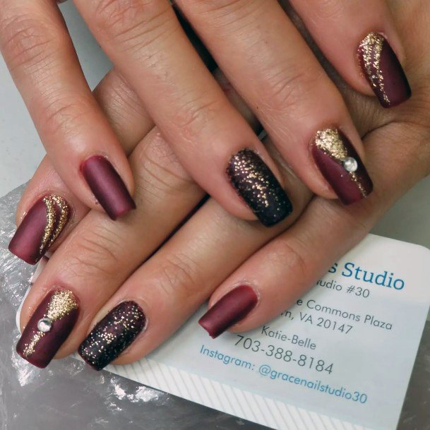 Coolest Womens Matte Maroon Nails