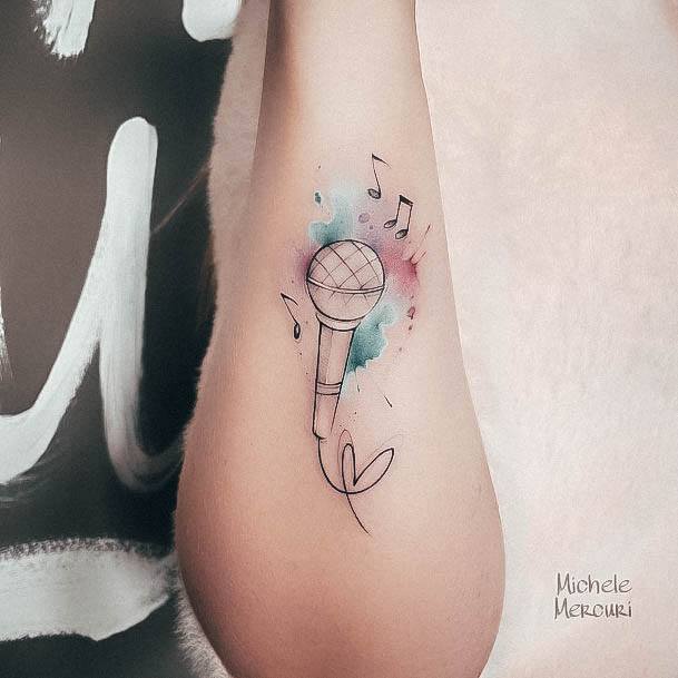 Coolest Womens Music Tattoos Watercolor Small