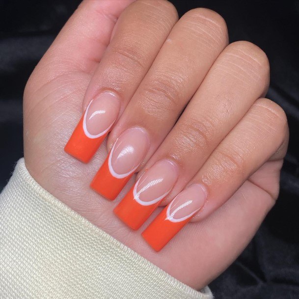 Coolest Womens Orange And White Nails
