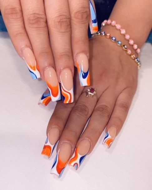 Coolest Womens Orange French Tip Nails