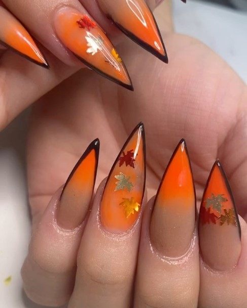 Coolest Womens Orange Ombre Nails