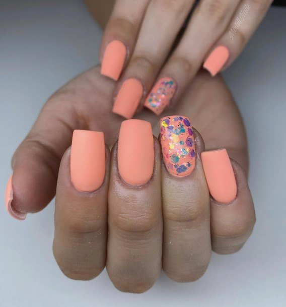 Coolest Womens Peach Matte Nails