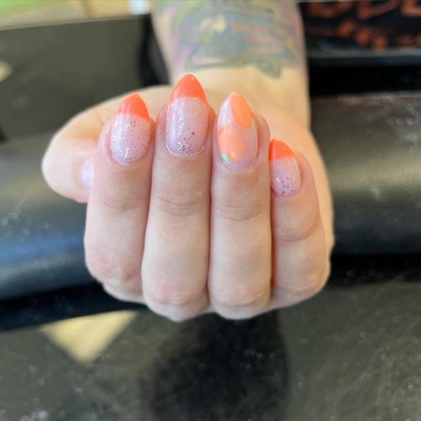 Coolest Womens Peach With Glitter Nails