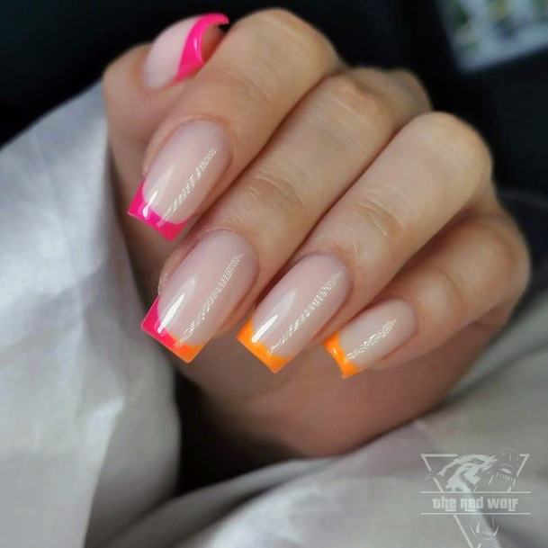 Coolest Womens Pink And Orange Nails