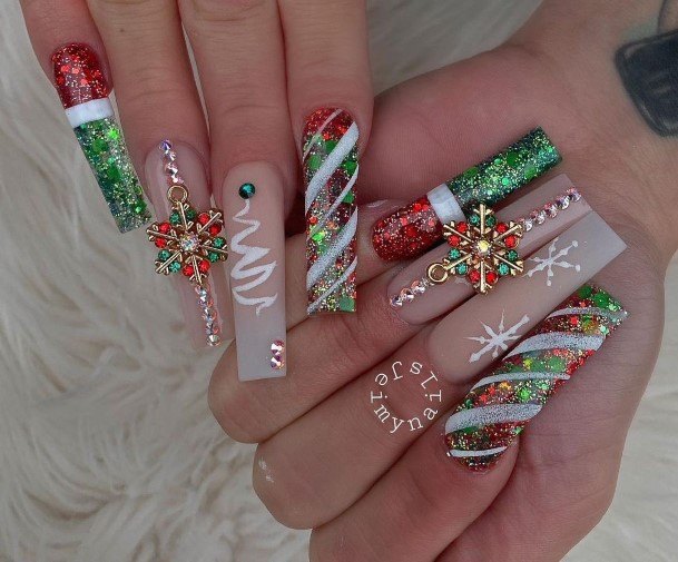 Coolest Womens Red And Green Nails