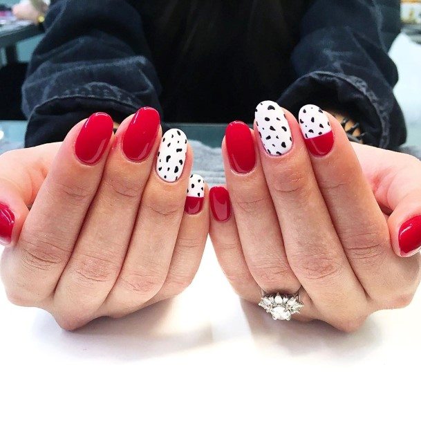 Coolest Womens Red And White Nails
