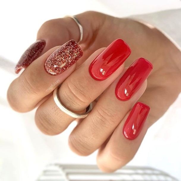 Coolest Womens Red Glitter Nails