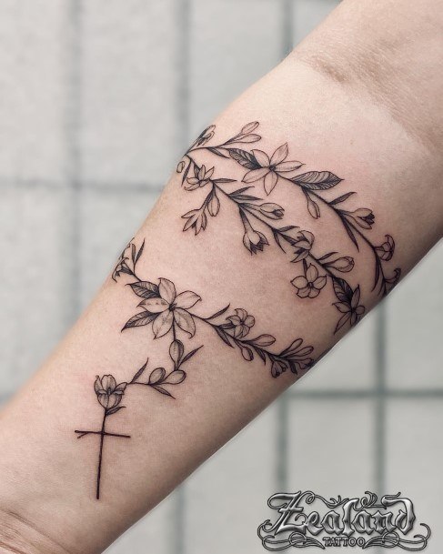 Coolest Womens Rosary Tattoos Forearm Band