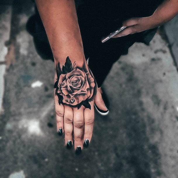 Coolest Womens Rose Hand Tattoos