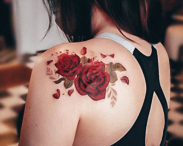 Coolest Womens Rose Shoulder Tattoos