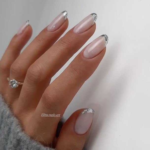 Coolest Womens Silver French Tip Nails