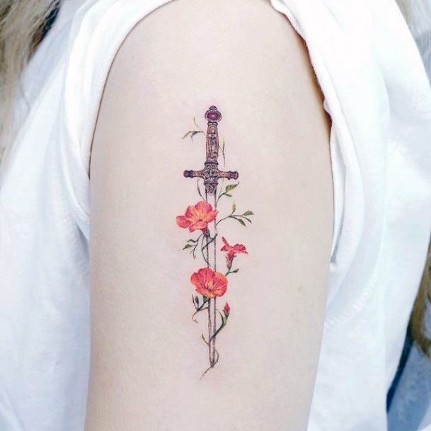 Coolest Womens Sword Tattoos