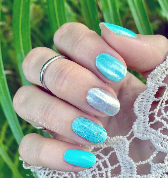 Coolest Womens Teal Turquoise Dress Nails