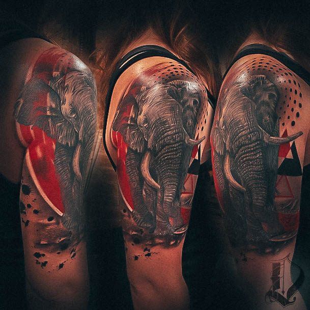 Coolest Womens Trash Polka Tattoos Half Sleeve Elephant