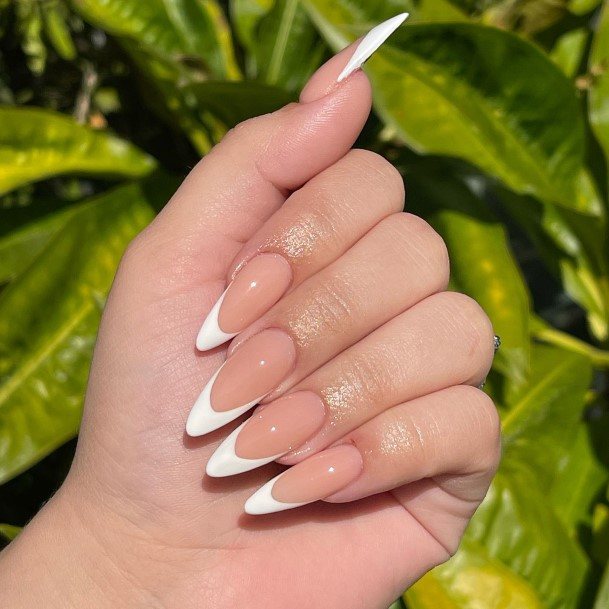 Coolest Womens White Almond Shaped Nails