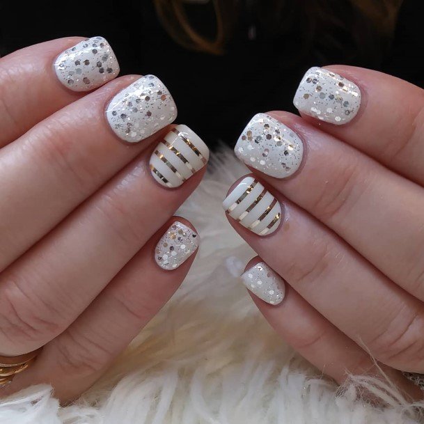 Coolest Womens White And Silver Nails