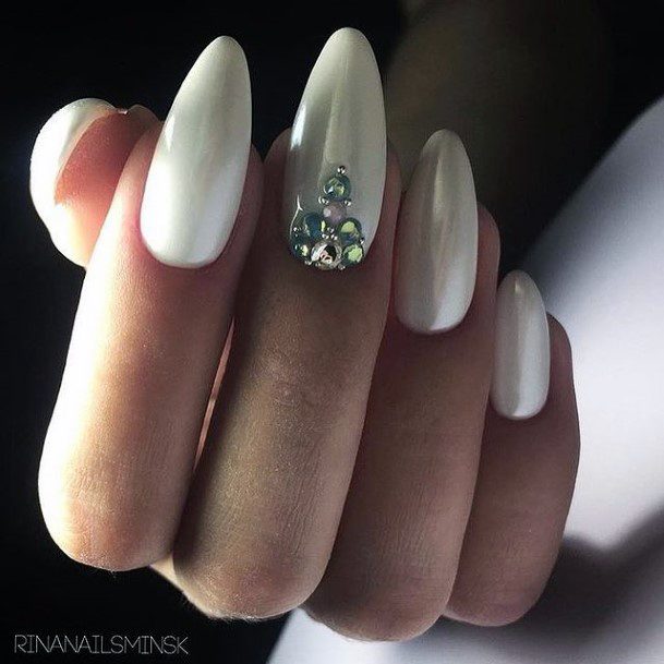 Coolest Womens White Prom Nails