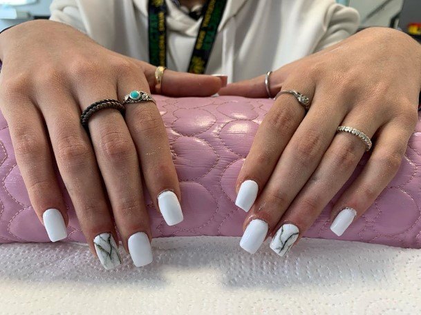 Coolest Womens White Square Nails