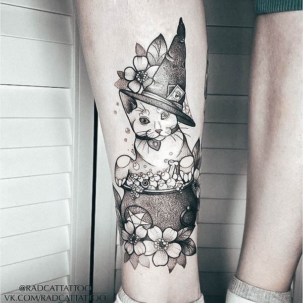 Coolest Womens Witch Hat Tattoos