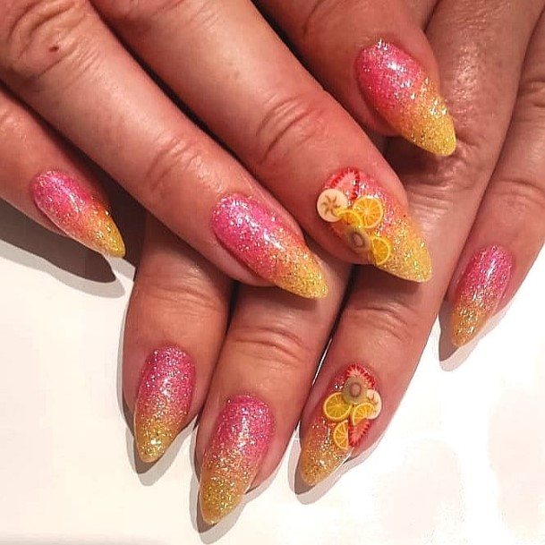 Coolest Womens Yellow And Pink Nails