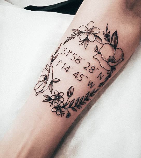 Coordinates Tattoo Design Inspiration For Women