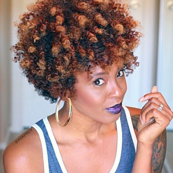 Copper Colored Short Curly Hairstyles For Black Women