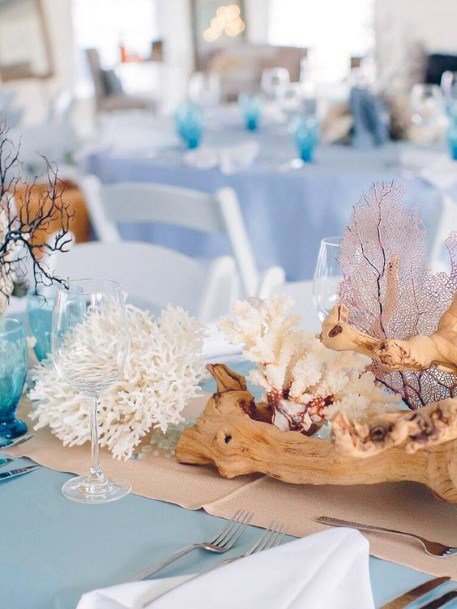 Coral And Driftwood Centerpiece Inspiration Beach Wedding Ideas
