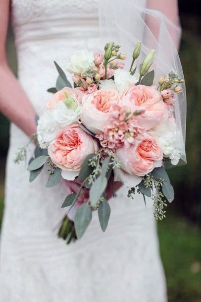 Coral Blush Roses Wedding Flowers