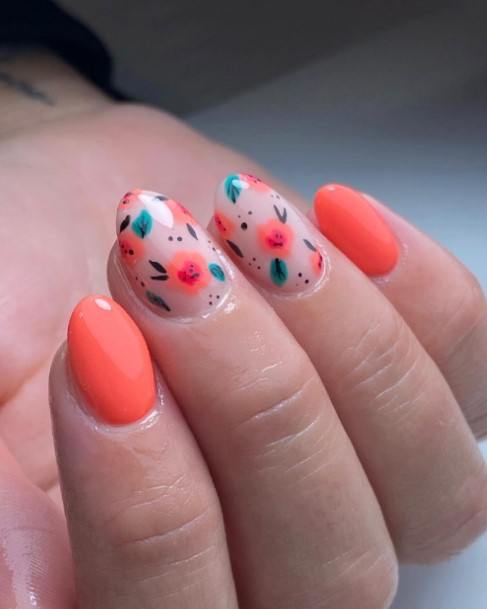 Coral Girls Nail Ideas