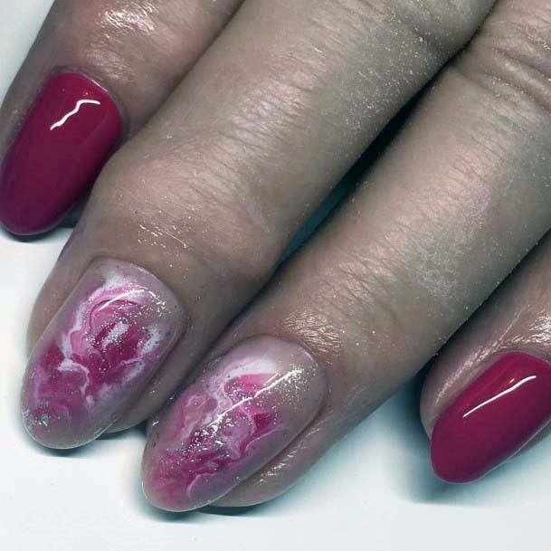 Coral Pink And Red Nails For Women