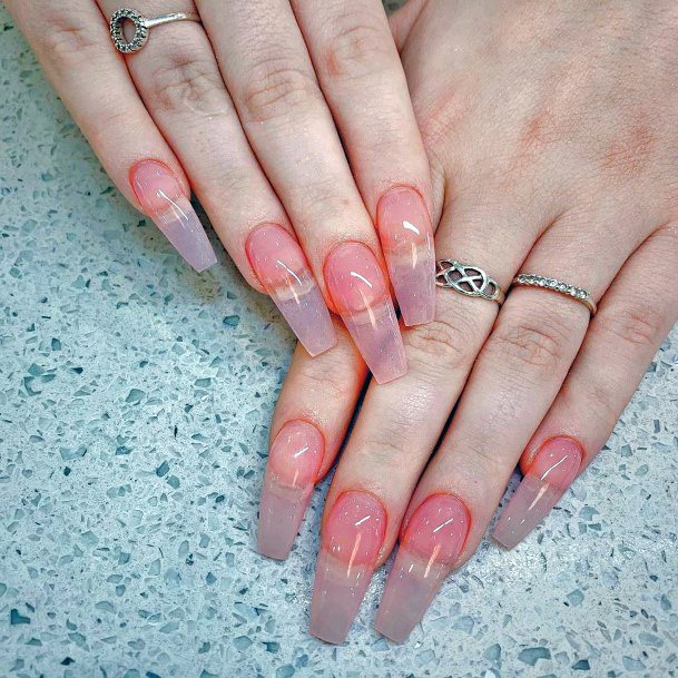 Coral Pink Clear Nails Women