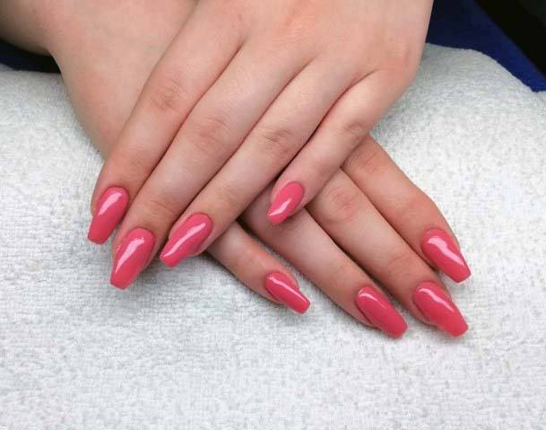 Coral Polished Simple Nails