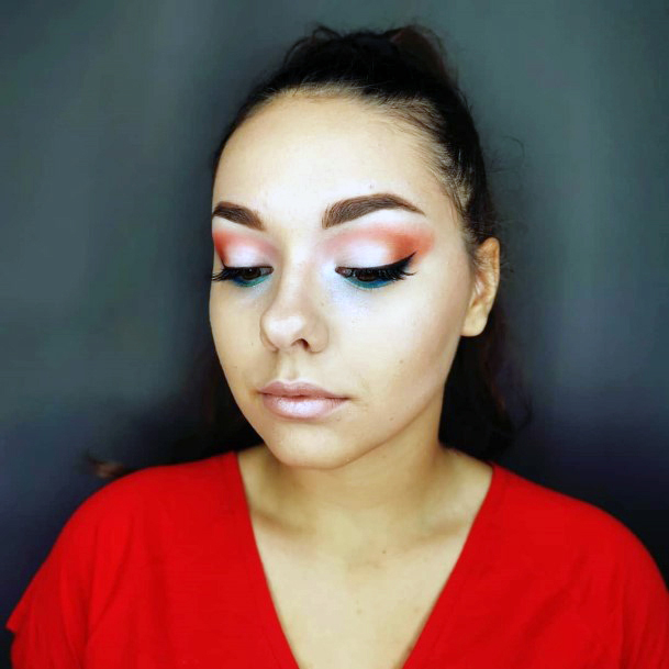 Coral With Base Of Silver Women Eyeshadow Tips