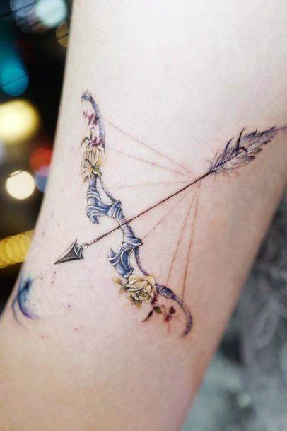 Cosmic Blue Arrow Tattoo Womens Hands