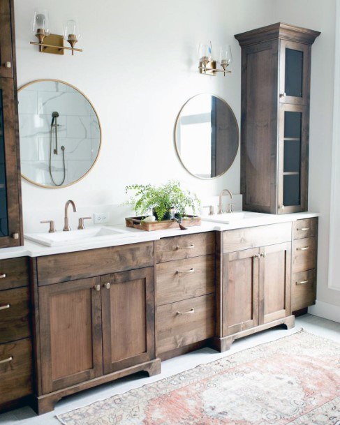 Countertop Extra Storage Wood Inspired Bathroom Cabinet Ideas
