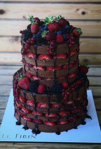 Country Chocolate With Real Strawberry Layers Wedding Cake Ideas