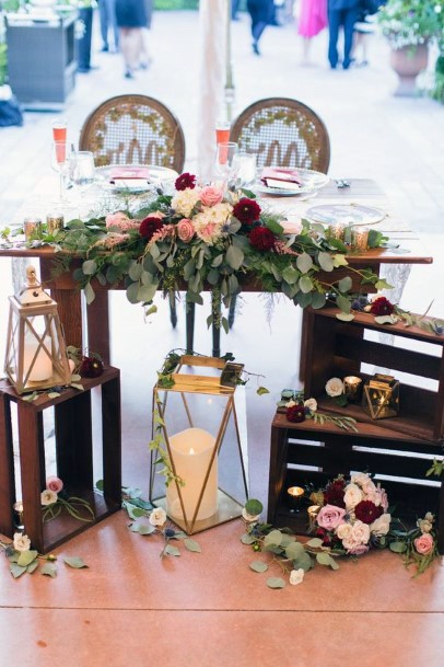 Country Sweetheart Table Decor Wood Boxes With Floral Inspiration Fall Wedding Ideas