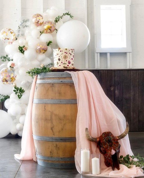 Country Wedding Cake On Barrell