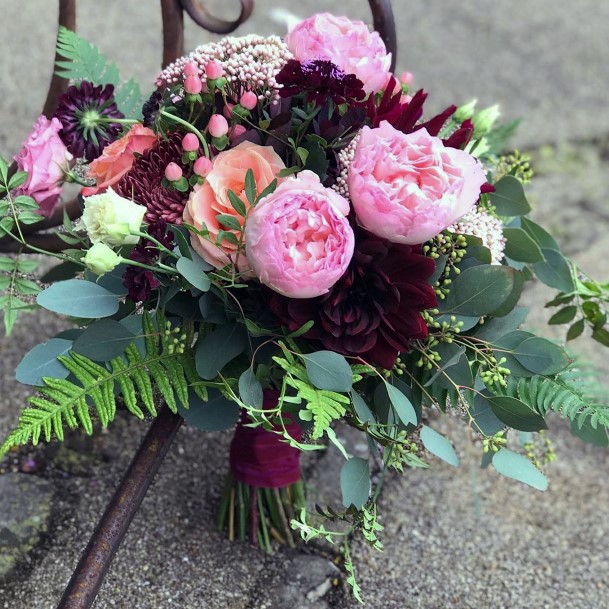 Country Wedding Ideas Burgundy And Pink Bouquet Color Inspiration