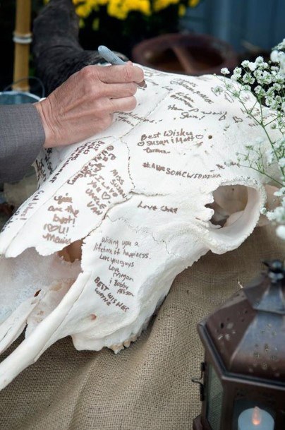 Country Wedding Ideas Cool Bull Skull Guest Book