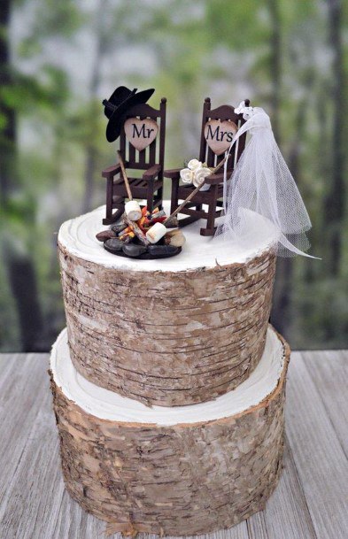 Country Wedding Ideas Rocking Chairs Camp Fire Cake Topper Decor