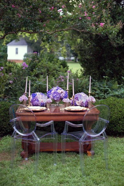 Couple Dining Decor Lavender Wedding Flowers