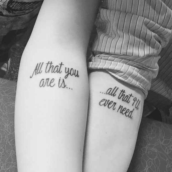Couple Quote Tattoo Forearms