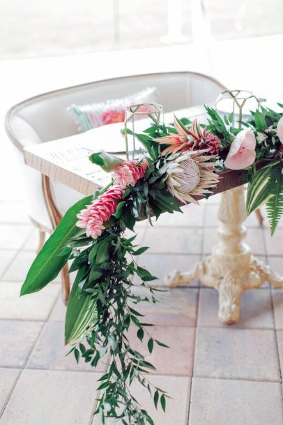 Couple Sofa With Tropical Wedding Flowers