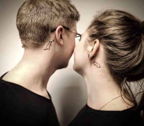 Couples Cute Tattoo Upper Neck