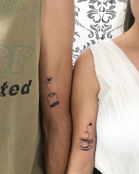 Couples Heart Tea Bag Love Tattoo Forearm